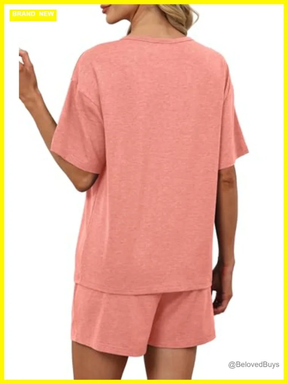 2 Piece Lounge Set Short Sleeve Button Down Top and Shorts with Pockets